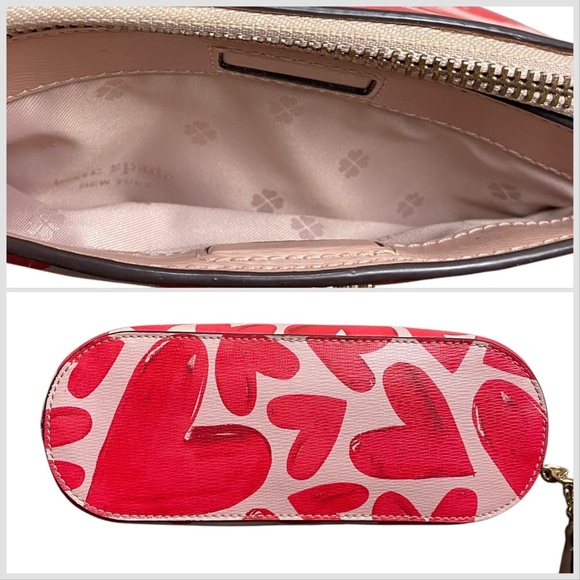 Kate Spade Like New Ever Fallen Spencer Dome Heart Crossbody Chain Pink Red - Picture 12 of 15